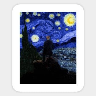 Wanderer under the starry night Sticker